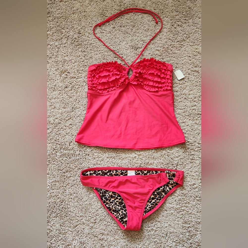 Women's Xhilaration Ruffled Swimsuit- Tankini & Bikini Bottoms- New